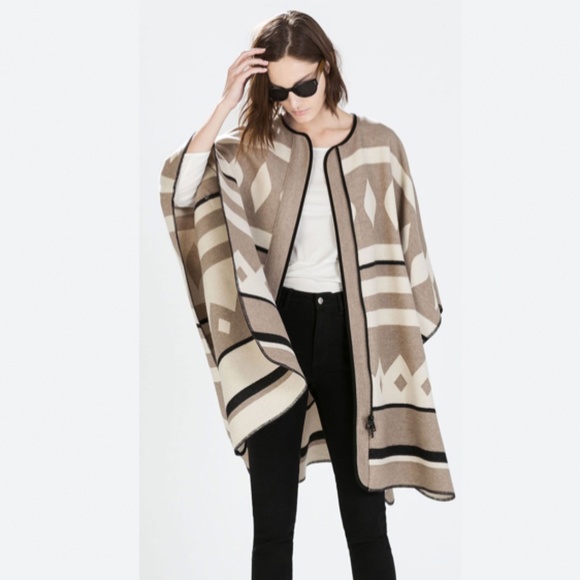 NEW - ZARA poncho with Zippers - Picture 1 of 5